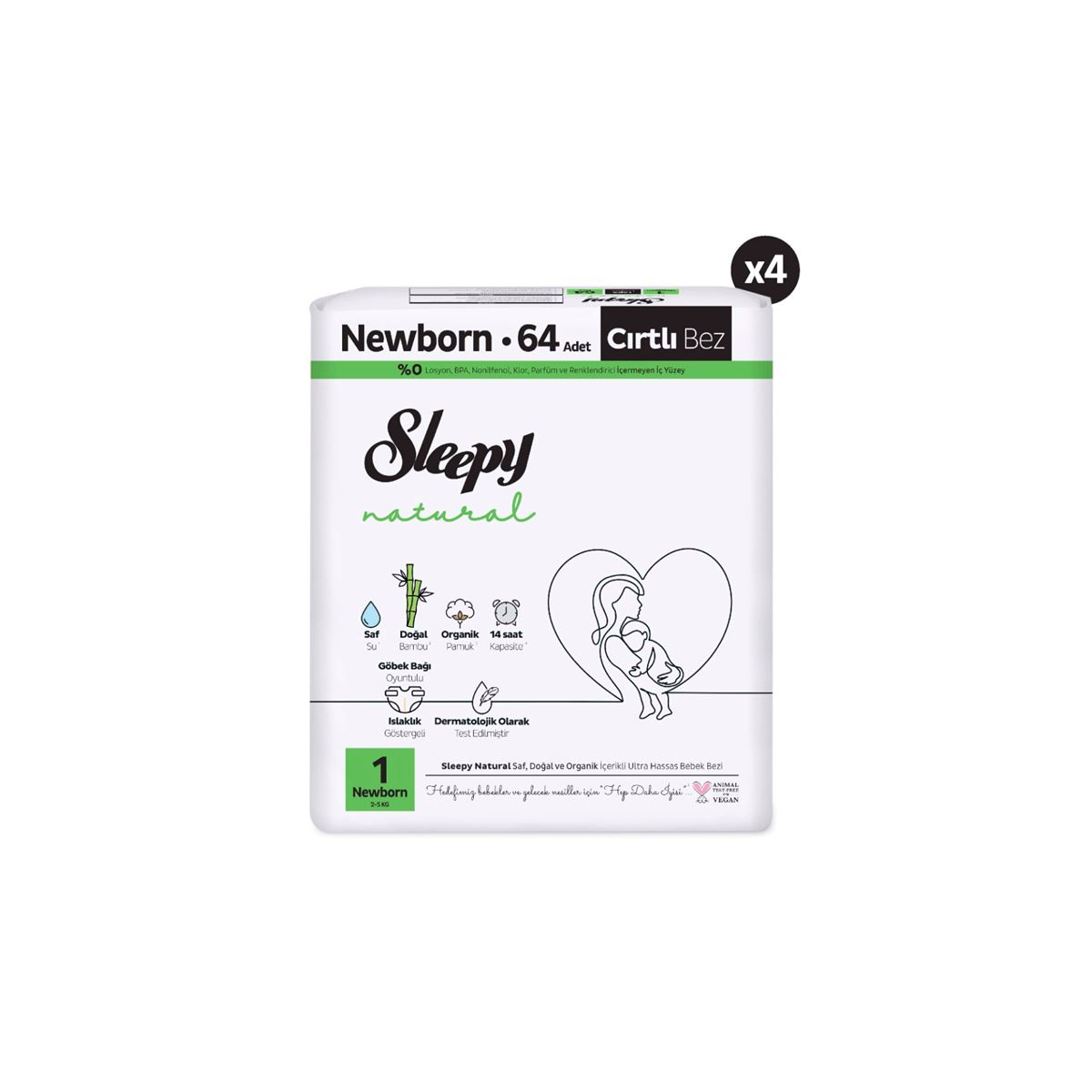 Sleepy Natural Ultra Paket Bebek Bezi 1 Numara Newborn 256 Adet