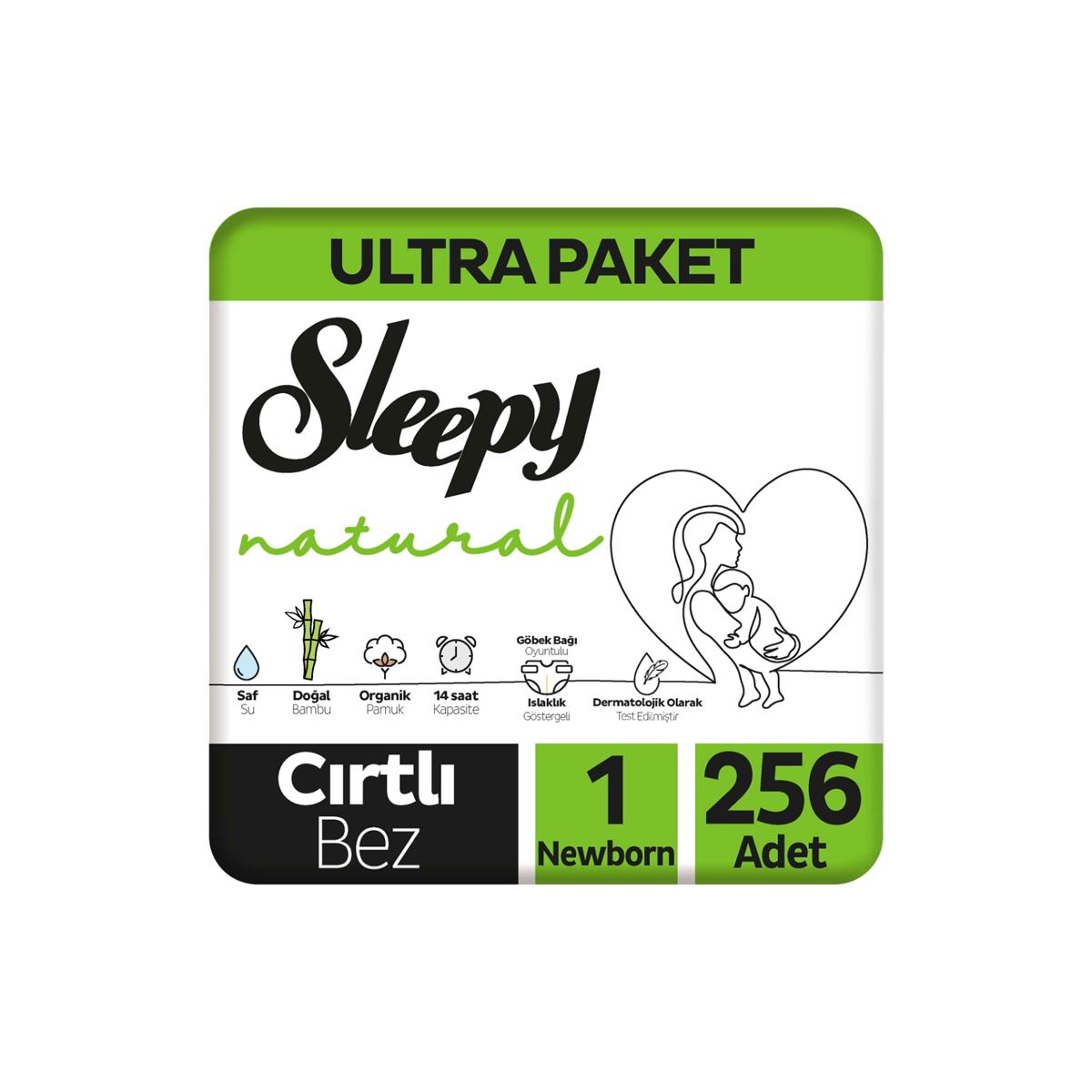Sleepy Natural Ultra Paket Bebek Bezi 1 Numara Newborn 256 Adet