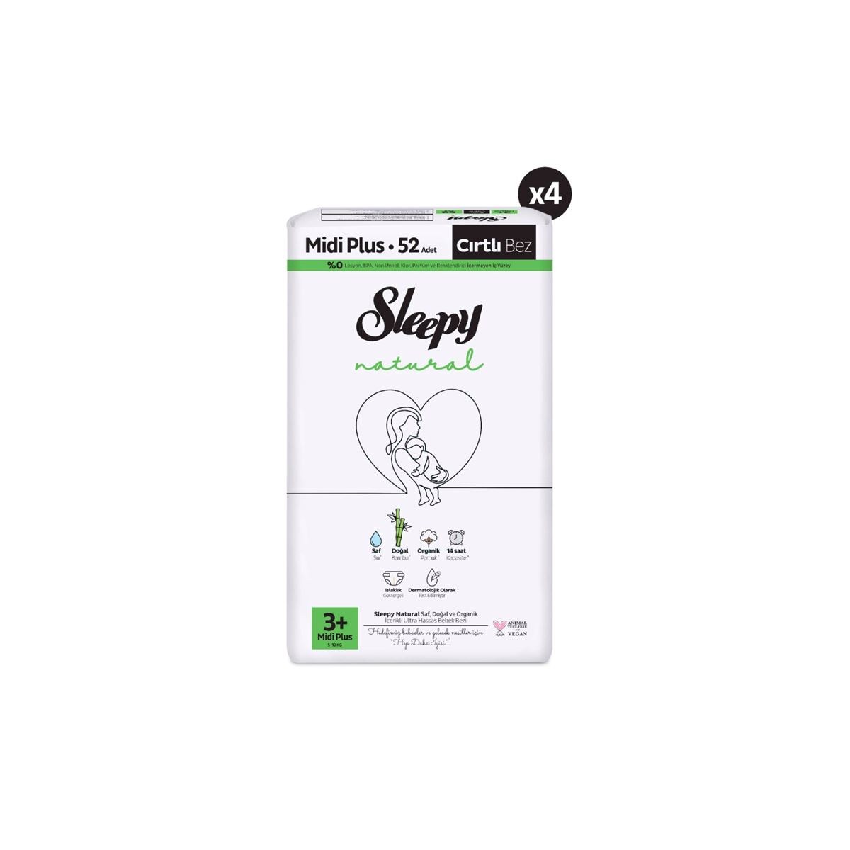 Sleepy Natural Ultra Paket Bebek Bezi 3+ Numara Midi Plus 208 Adet