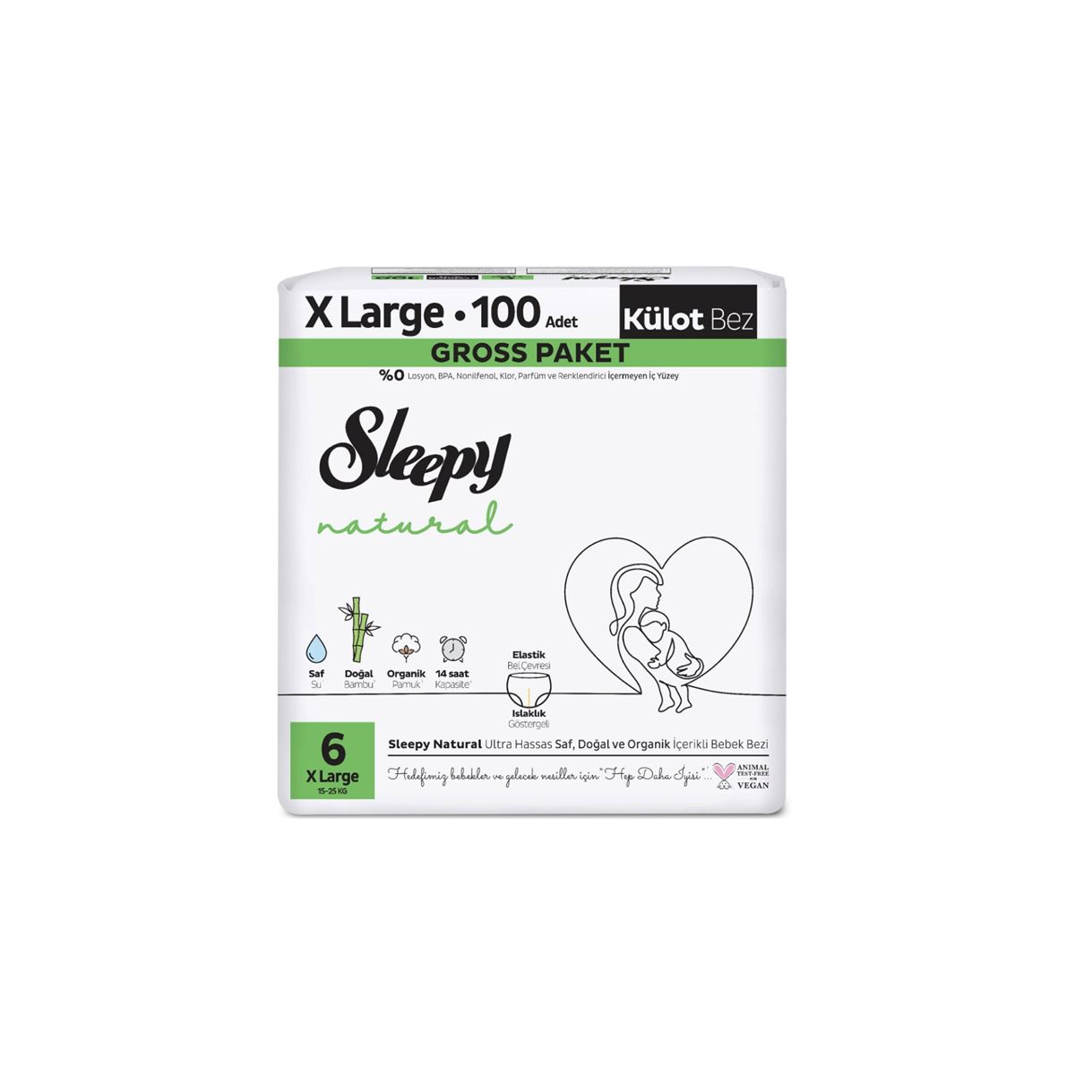 Sleepy Natural Gross Paket Külot Bez 6 Numara Xlarge 100 Adet