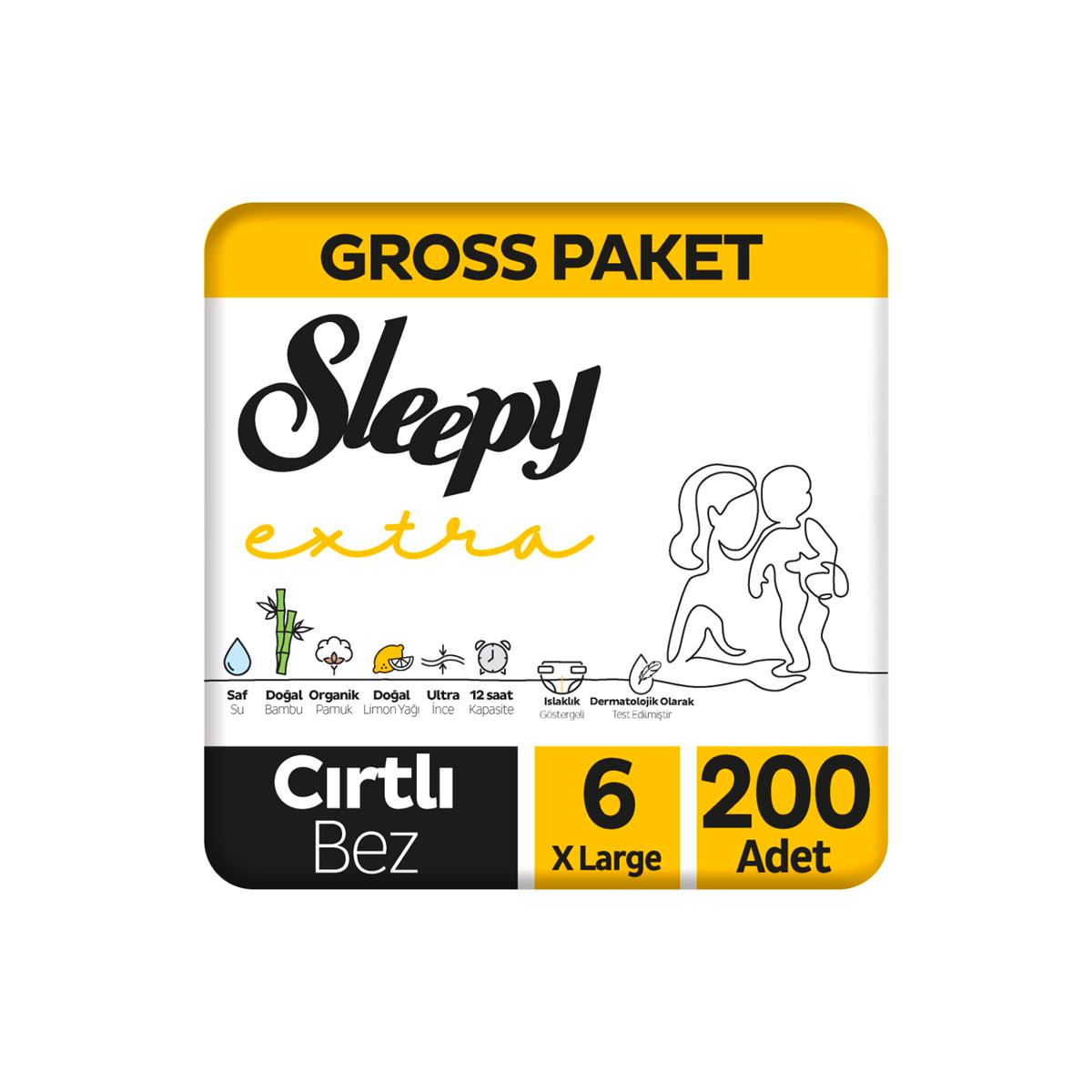 Sleepy Extra Günlük Aktivite Gross Paket Bebek Bezi 6 Numara Xlarge 200 Adet