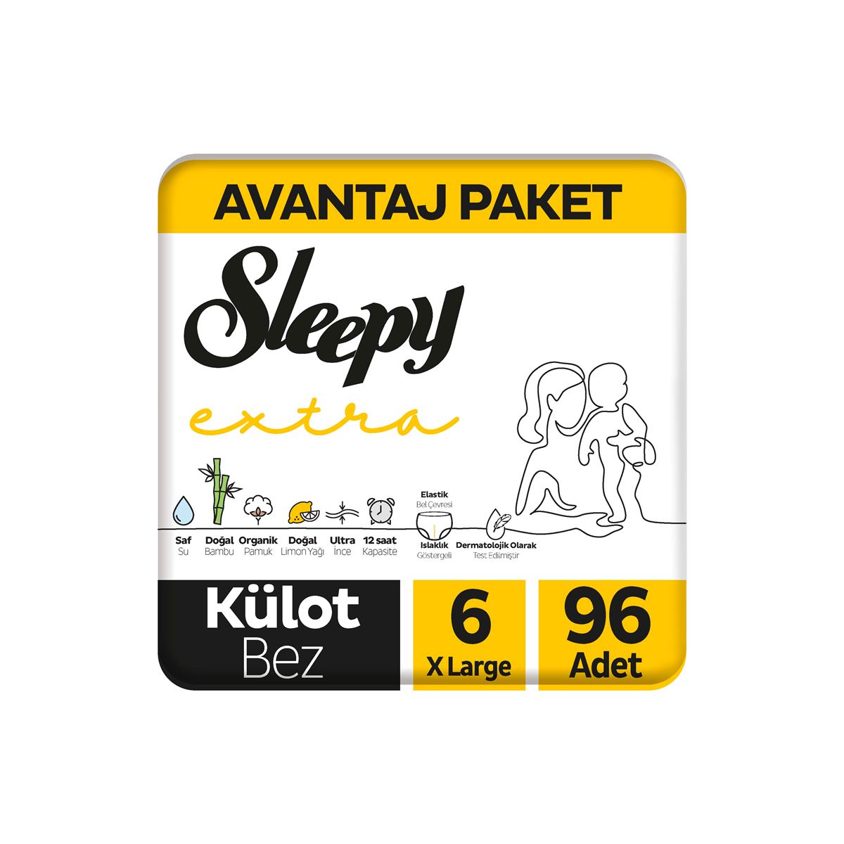 Sleepy Extra Günlük Aktivite Avantajlı Paket Külot Bez 6 Numara Xlarge 96 Adet