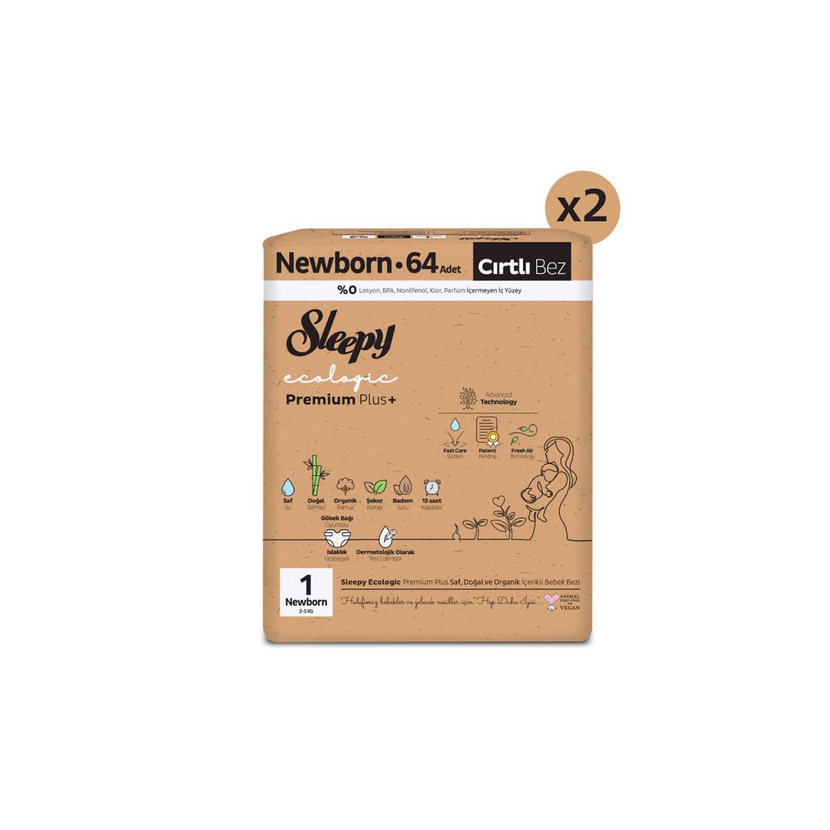 Sleepy Ecologic Premium Plus Süper Paket Bebek Bezi 1 Numara 128 Adet