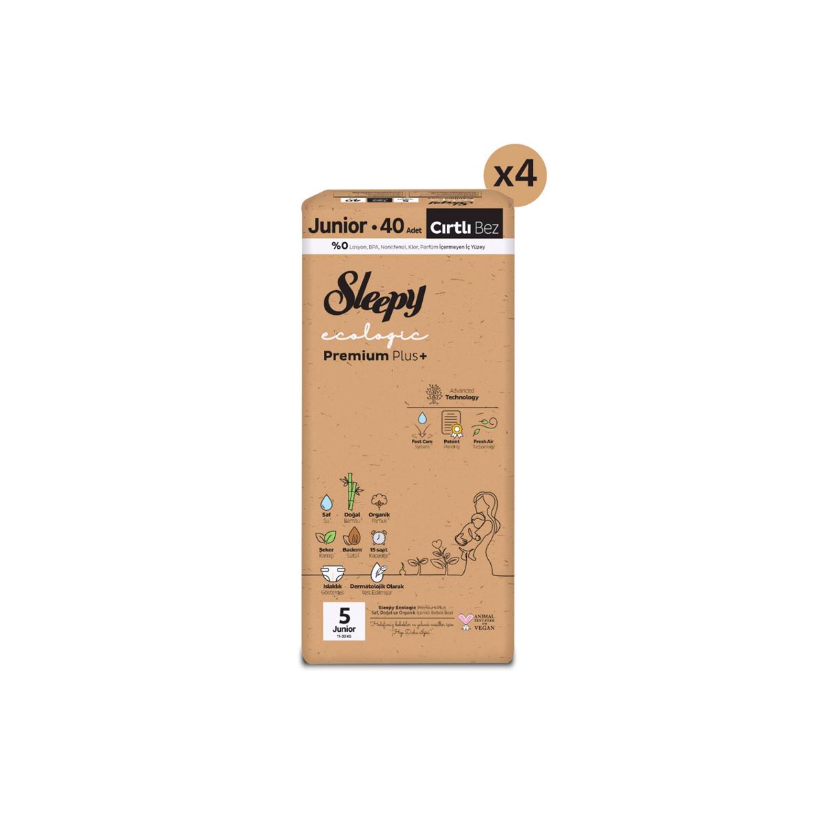 Sleepy Ecologic Premium Plus Efsane Paket Bebek Bezi 5 Numara Junior 160 Adet