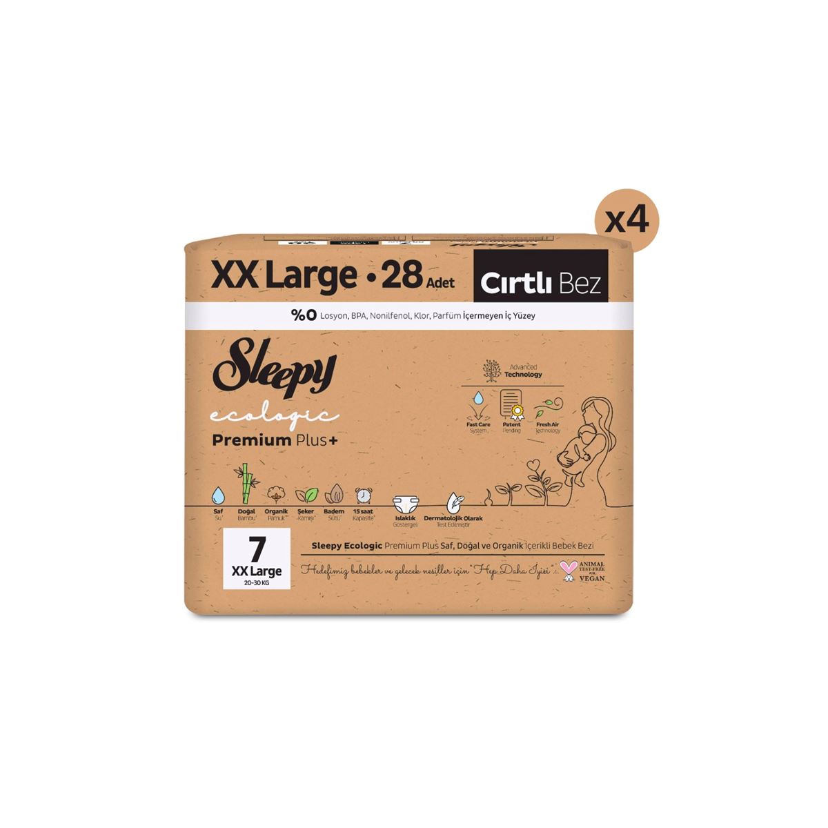 Sleepy Ecologic Premium Plus Efsane Paket Bebek Bezi 7 Numara Xxlarge 112 Adet