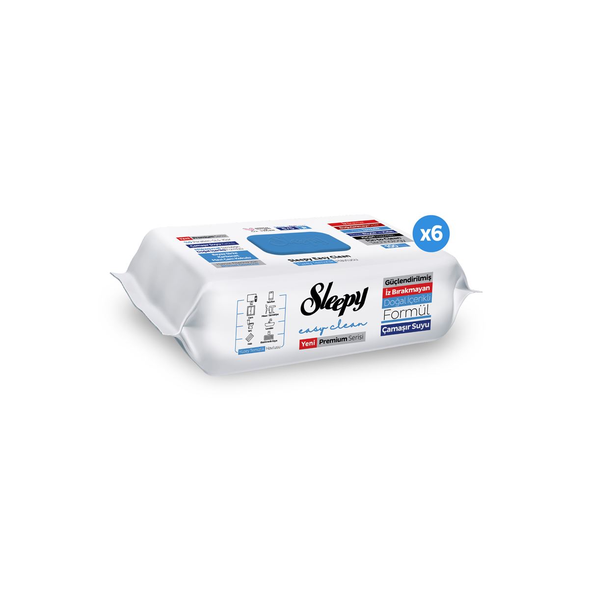 Sleepy Easy Clean Premium Çamaşır Suyu Katkılı Yüzey Temizlik Havlusu Mendili 6x100 (600 Yaprak)