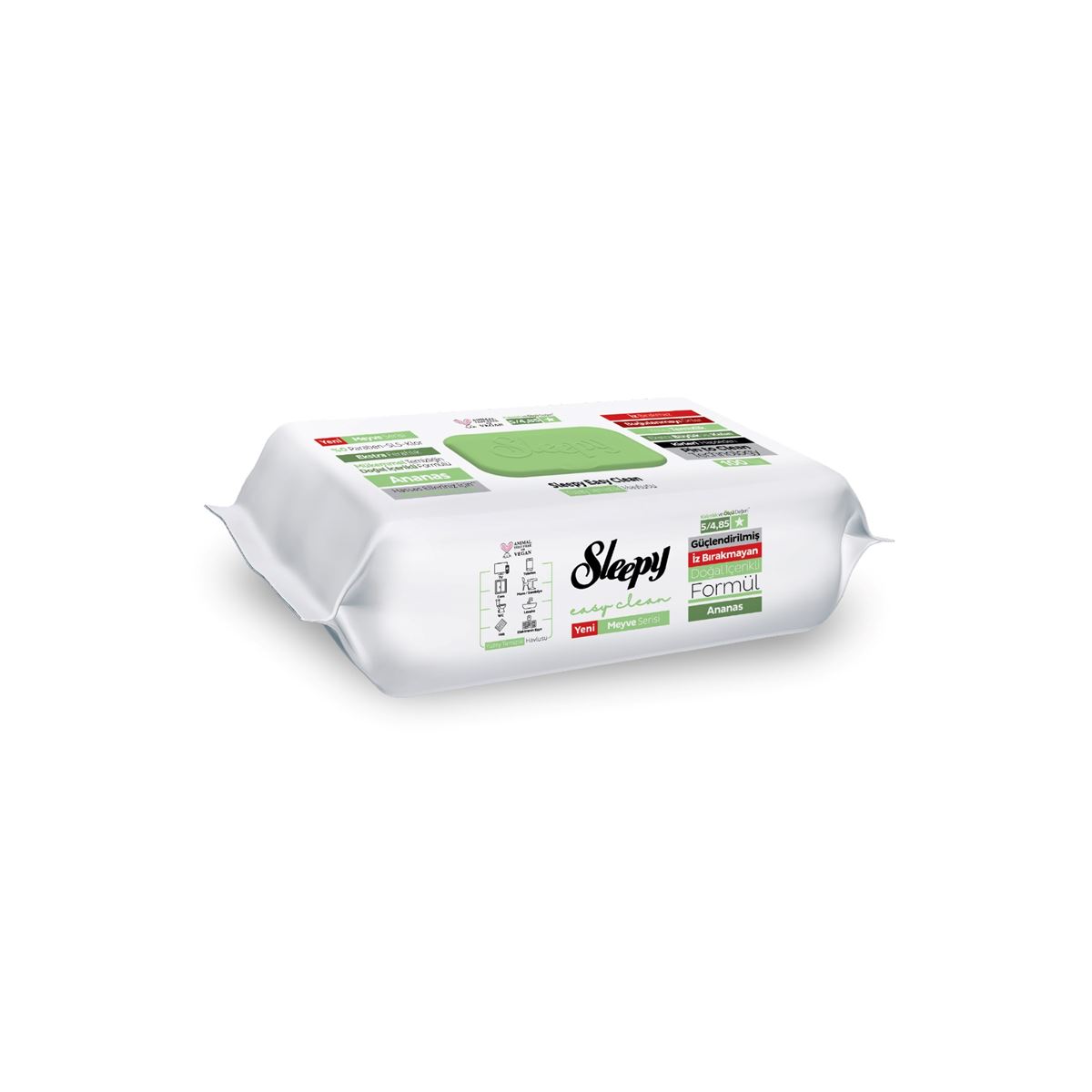 Sleepy Meyve Serisi Yüzey Temizlik Havlusu Mendili Ananas 100 Yaprak