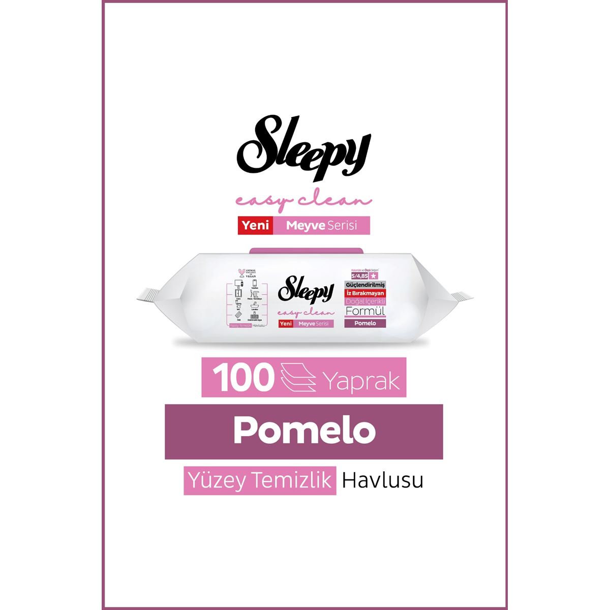 Sleepy Meyve Serisi Yüzey Temizlik Havlusu Mendili Pomelo 100 Yaprak