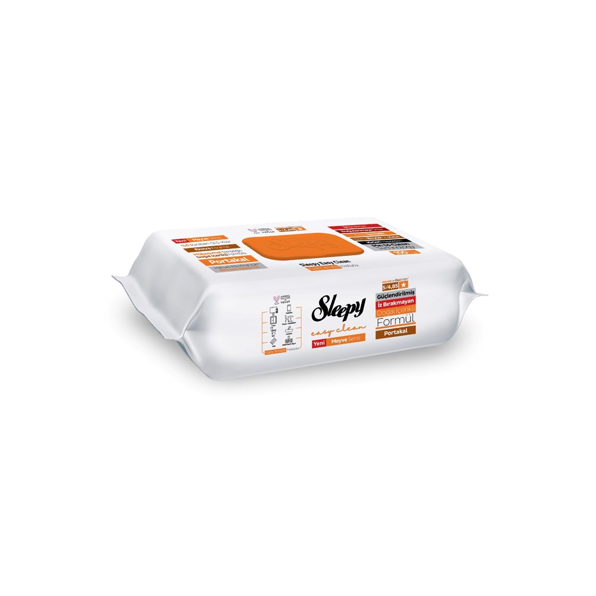 Sleepy Meyve Serisi Yüzey Temizlik Havlusu Mendili Portakal 100 Yaprak
