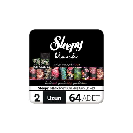Sleepy Black Premium Plus Günlük Ped Uzun 64 Adet Ped