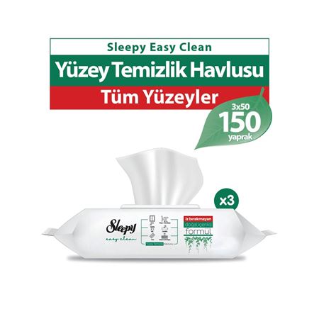 Sleepy Easy Clean Yüzey Temizlik Havlusu&Mendili 3X50 (150 Yaprak)