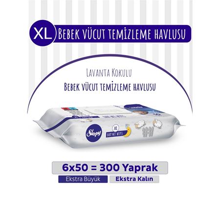 XL Lavanta Kokulu Bebek Vücut Temizleme Havlusu 6x50(300 Yaprak)