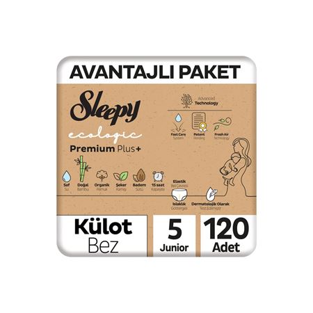 Sleepy Ecologic Premium Plus Avantajlı Paket Külot Bez 5 Numara Junior 120 Adet