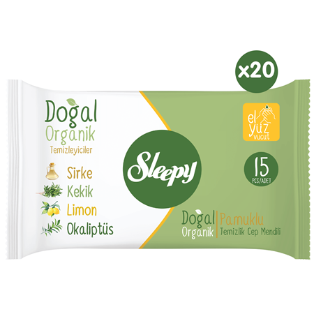 Sleepy Doğal Organik Pamuklu Cep Mendili 10X15 (2 kutu)