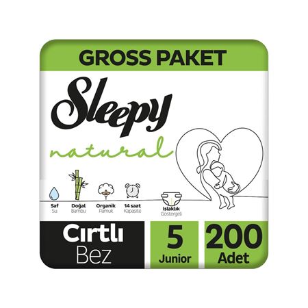 Sleepy Natural Gross Paket Bebek Bezi 5 Numara Junior 200 Adet