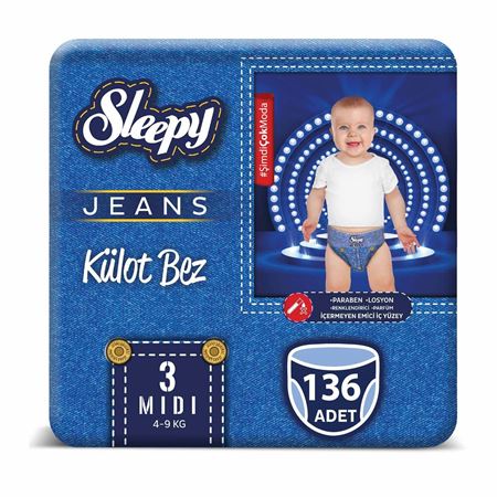 Sleepy Jeans KÜLOT Bez 3 Numara Midi 4’lü Jumbo 136 Adet