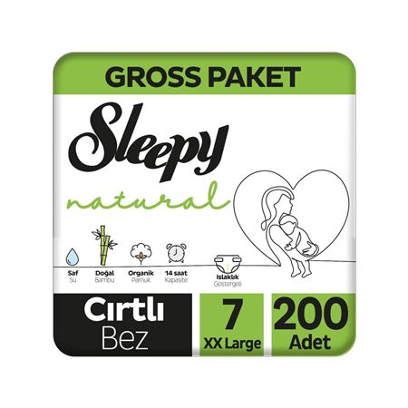 Sleepy Natural Gross Paket Bebek Bezi 7 Numara Xxlarge 200 Adet