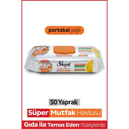 Sleepy Easy Clean Süper Yüzey Temizlik Mutfak Havlusu&Mendili Portakal Yağlı 50 Yaprak