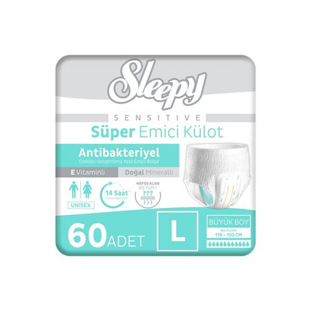 Sleepy Sensitive Antibakteriyel Emici Külot Large 30x2 60 Adet