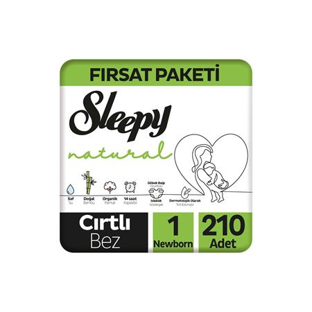 Sleepy Natural Büyük Fırsat Paketi Bebek Bezi 1 Numara Newborn 210 Adet