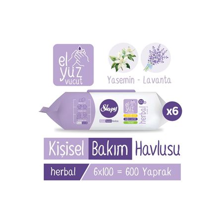 Sleepy Herbal Kişisel Bakım Havlusu 6x100 (600 Yaprak)