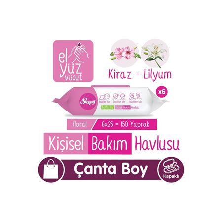 Sleepy Floral Kişisel Bakım Havlusu Çanta Boy 6x25 (150 Yaprak)