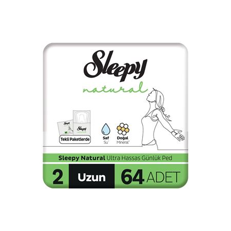 Sleepy Natural Ultra Hassas Günlük Ped Uzun 64 Adet Ped