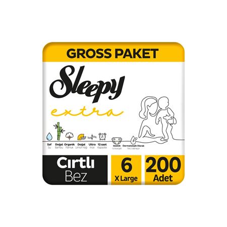 Sleepy Extra Günlük Aktivite Gross Paket Bebek Bezi 6 Numara Xlarge 200 Adet
