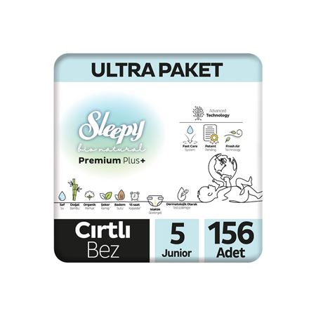 Sleepy Bio Natural Premium Plus Ultra Paket Bebek Bezi 5 Numara Junior 156 Adet