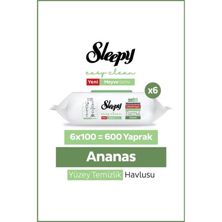 Sleepy Meyve Serisi Yüzey Temizlik Havlusu Mendili Ananas 6x100 (600 Yaprak)